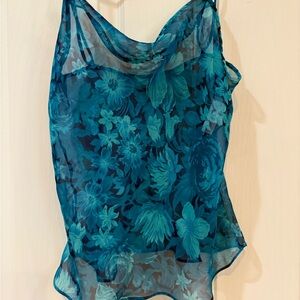 Oscar de la Renta Teal Floral Camisole